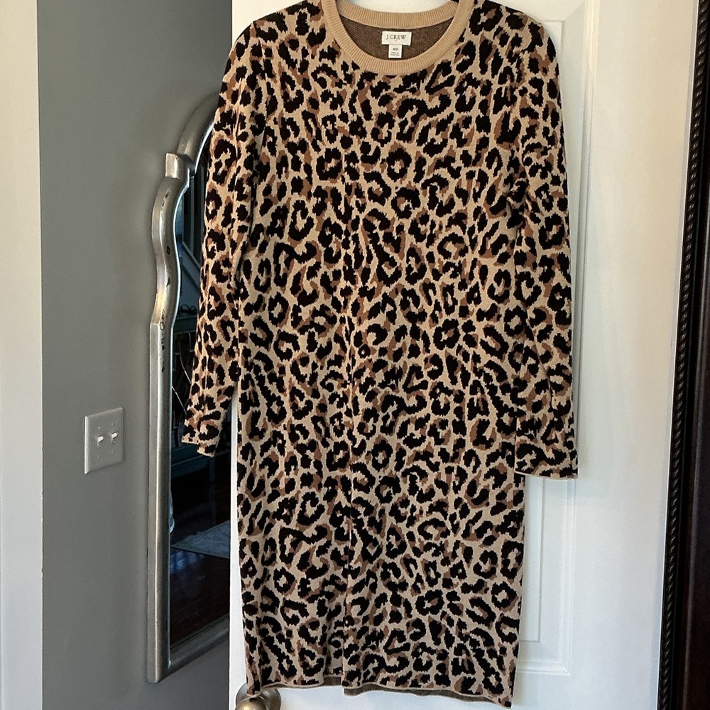 EUC! J.Crew Leopard Sweater Dress
